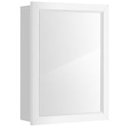 HW59317WH Wall Mounted Adjustable Medicine Storage Mirror Cabinet, White