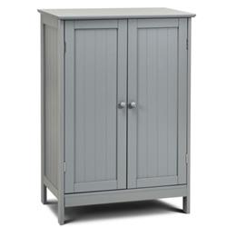 HW59320GR Bathroom Floor Storage Double Door Cupboard Cabinet, Gray