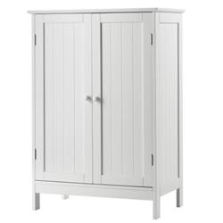 HW59320WH Bathroom Floor Storage Double Door Cupboard Cabinet, White
