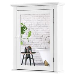 HW59321WH Bathroom Mirror Cabinet Wall Mounted Adjustable Shelf Medicine Storage, White