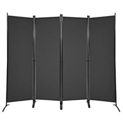 HW68273BK 4-Panel Room Divider with Steel Frame, Black