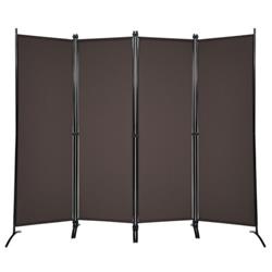 HW68273CF 4-Panel Room Divider with Steel Frame, Brown