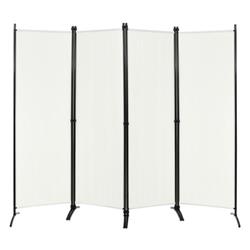 HW68273WH 4-Panel Room Divider with Steel Frame, White