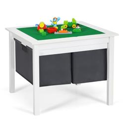 Picture of Total Tactic HW68589WH 2-in-1 Kids Double-Sided Activity Building Block Table with Drawer&#44; White
