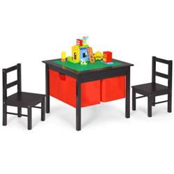 Picture of Total Tactic HW68590CF 2-in-1 Kids Activity Table & 2 Chair Set with Storage Building Block Table&#44; Espresso