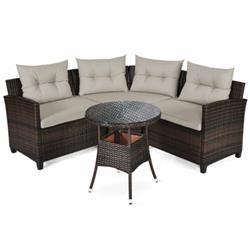 HW68655ABNPlus Furniture Patio Set Outdoor Wicker Sofa Set, Brown - 4 Piece -  Total Tactic, HW68655ABN+