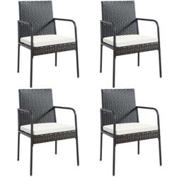 HW69382 Patio Wicker Rattan Dining Set with Comfy Cushions - 4 Piece