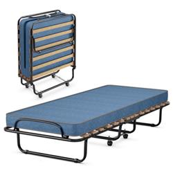Picture of Total Tactic HW69423NY Portable Folding Bed with Foam Mattress & Sturdy Metal Frame&#44; Navy
