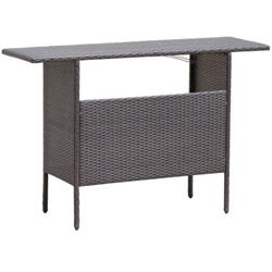 HW70304 Outdoor Wicker Bar Table with 2 Metal Mesh Shelves