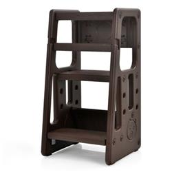 Picture of Total Tactic HY10011CF Kids Kitchen Step Stool with Double Safety Rails&#44; Brown