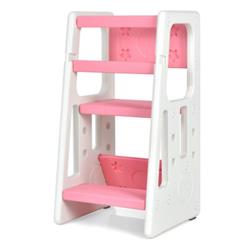 Picture of Total Tactic HY10011PI Kids Kitchen Step Stool with Double Safety Rails&#44; Pink