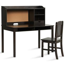 Picture of Total Tactic HY10013BN Kids Desk & Chair Set Study Writing Desk with Hutch & Bookshelves&#44; Brown