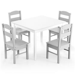 Picture of Total Tactic HY10046HS Kids Table & Chair Set Wooden Children Activity Playroom Furniture Gift&#44; White - 5 Piece