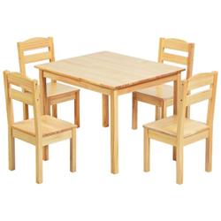 Picture of Total Tactic HY10046NA Kids Pine Wood Table Chair Set, Natural - 5 Piece