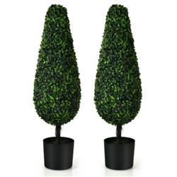 HZ10016 3 ft. Artificial Tower UV Resistant Indoor Outdoor Topiary Tree - Pack of 2