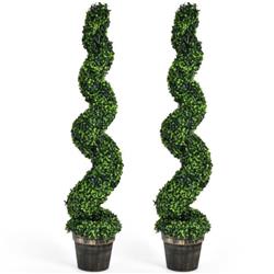 HZ10017 4 ft. Artificial Spiral Boxwood Topiary for Indoor & Outdoor Decor - Pack of 2