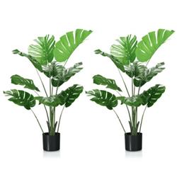 HZ10053-2 Artificial Monstera Deliciosa Tree with 10 Leaves of Different - Pack of 2