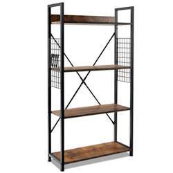 HZ10072CF 4-Tier Industrial Open Storage Bookshelf, Coffee