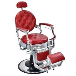 JB10002REPlus Vintage Barber Chair with Adjustable Height & Headrest, Red