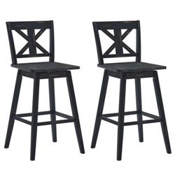 JV10004BK-29 29 in. Bar Stool with 360 deg Swivel Seat & Non-Slip Foot Pads, Black - Set of 2 -  Total Tactic