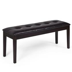 JV10027BN Upholstered Dining Room PU Bench Solid Wood Button Tufted, Brown