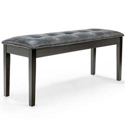 Picture of Total Tactic JV10027GR Upholstered Dining Room PU Bench Solid Wood Button Tufted&#44; Gray