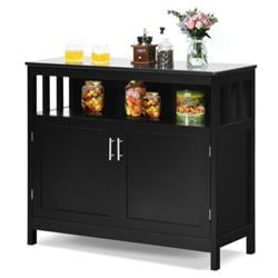 JV10037BK Kitchen Buffet Server Sideboard Storage Cabinet with 2 Door & Shelf, Black -  Total Tactic