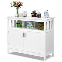 JV10037WH Kitchen Buffet Server Sideboard Storage Cabinet with 2 Door & Shelf, White -  Total Tactic