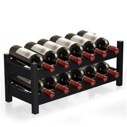 Picture of Total Tactic JV10049CF 2-Tier Bamboo Storage Shelf Wine Rack for 12 Bottles, Brown