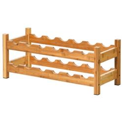 Picture of Total Tactic JV10049NA 2-Tier Bamboo Storage Shelf Wine Rack for 12 Bottles, Natural