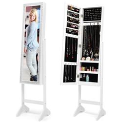 Picture of Total Tactic JV10079WH Attractive Rectangle Mirrored Jewelry Cabinet&#44; White