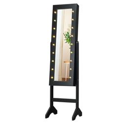 Picture of Total Tactic JV10080BK Mirrored Jewelry Cabinet Armoire Organizer with LED Lights&#44; Black