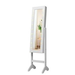 Picture of Total Tactic JV10080WH Mirrored Jewelry Cabinet Armoire Organizer with LED Lights&#44; White
