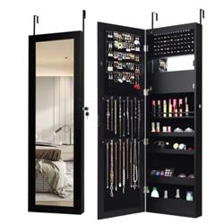 Picture of Total Tactic JV10086CF Lockable Wall Door Mounted Mirror Jewelry Cabinet with LED Lights&#44; Brown