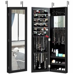 Picture of Total Tactic JV10087BK Wall Door Mounted Mirrored Jewelry Cabinet Storage Organizer&#44; Black
