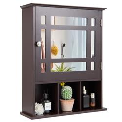 JV10131CF Wall Mounted & Mirrored Bathroom Cabinet, Brown