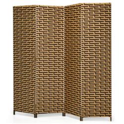 JV10162YE 4-Panel Folding Privacy Partition Room Divider with Rustproof Hinge-Yellow