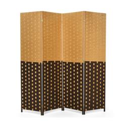 JV10163BK 4-Panel Portable Folding Hand-Woven Wall Divider Suitable for Home Office, Brown -  Total Tactic