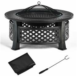 JV10178 Outdoor Fireplace with BBQ Grill & High-temp Resistance Finish