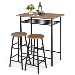 Picture of Total Tactic JV10179BN Bar Table Set with 2 Stool&#44; Dark Walnut - 3 Piece