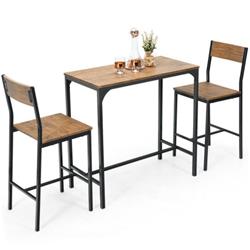 JV10243BK Bar Table Set with 2 Stools, Black - 3 Piece