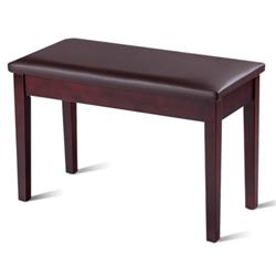 JV10292CF Solid Wood PU Leather Padded Piano Bench Keyboard Seat, Coffee