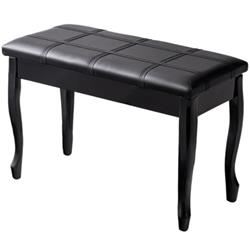 Picture of Total Tactic JV10319BK Solid Wood PU Leather Piano Bench with Storage&#44; Black