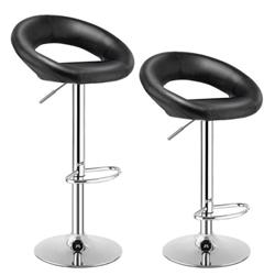 Picture of Total Tactic JV10344BK-2 Bar Stool Adjustable PU Leather Swivel Chair&#44; Black - Set of 2