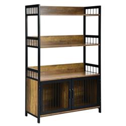 Picture of Total Tactic JV10370BN 3-Tier Bakers Rack with Storage Cabinet&#44; Rustic Brown