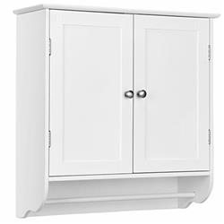 JV10435WH Wall Mounted Bathroom Storage Medicine Cabinet with Towel Bar, White