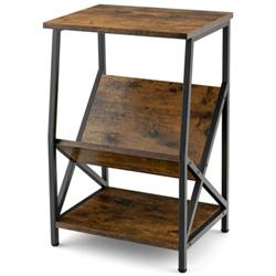 JV10441CF 3-Tier Side Table with V-Shaped Bookshelf