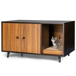Picture of Total Tactic PV10002CF Cat Litter Box Enclosure with Divider & Double Door&#44; Coffee