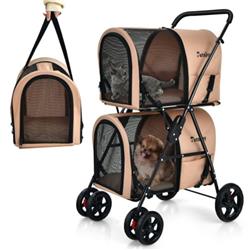 Picture of Total Tactic PW10010BE 4-in-1 Double Pet Stroller with Detachable Carrier & Travel Carriage&#44; Beige