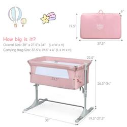 Picture of Total Tactic BB5339PI Travel Portable Baby Bed Side Sleeper Bassinet Crib with Carrying Bag&#44; Pink
